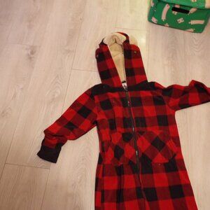 Vintage Cabin Fever Buffalo Plaid Hooded  Youth Warm Onesie